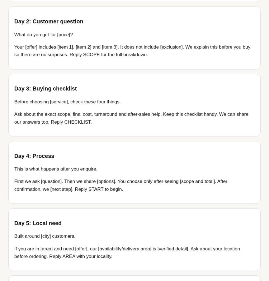 Sample 7-day challenge posts